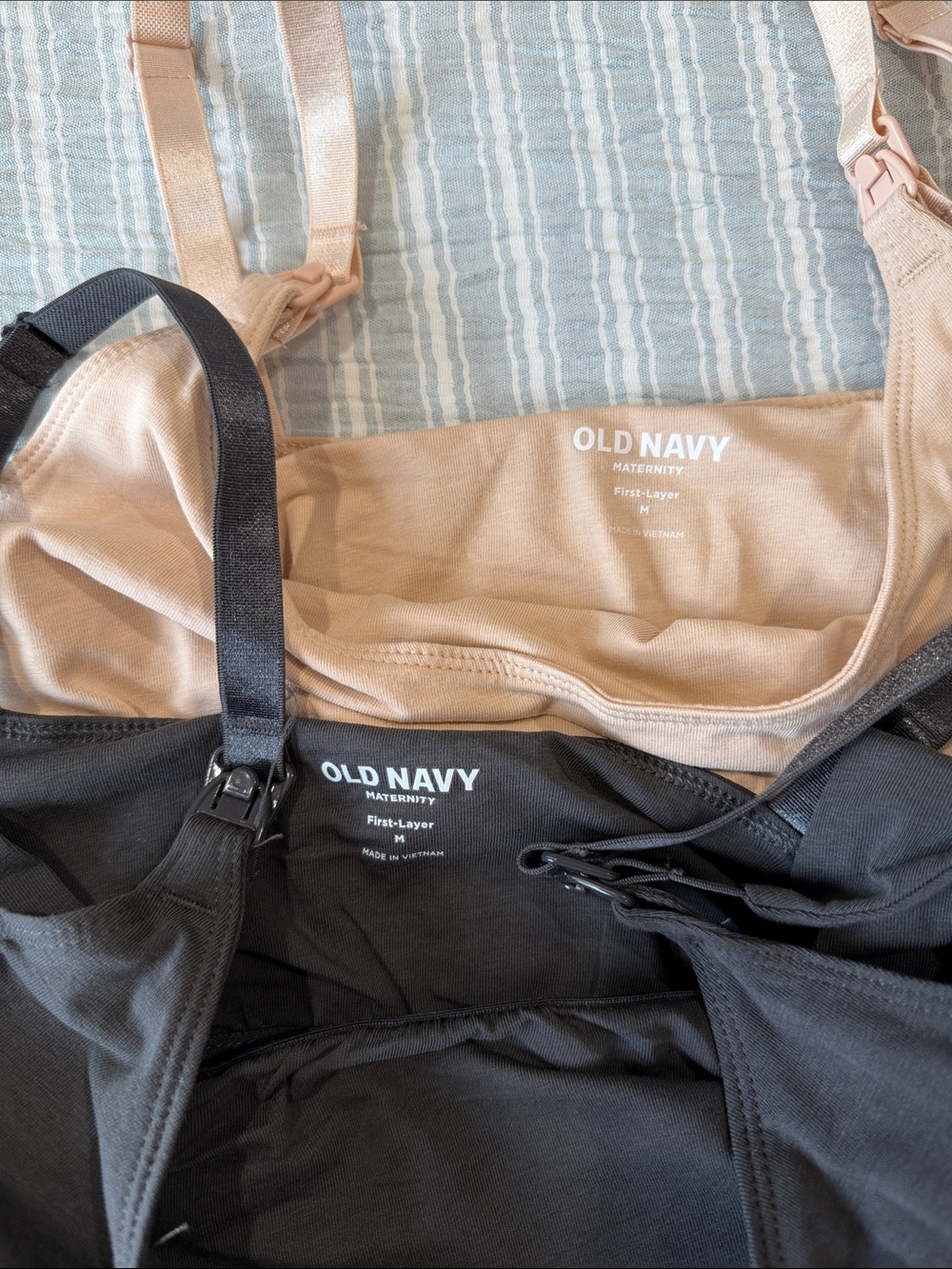 NWT Old Navy Maternity Dark Gray & Nude Nursing Tank Tops with Adjustable Straps - Picture 2 of 4